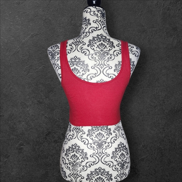 GARAGE Red Ribbed Crop Top - Small - Picture 3 of 5